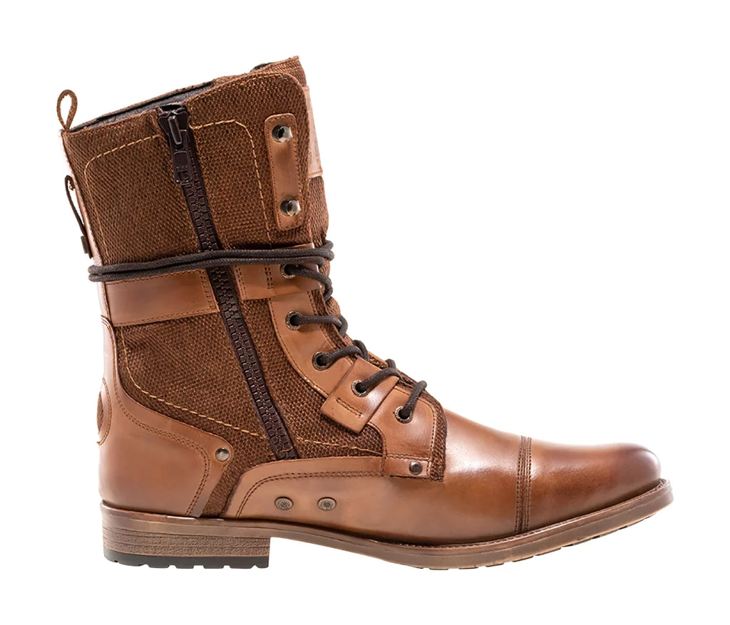 Light Weight Mid-calf Cap-toe Lace-up Combat Boots I516