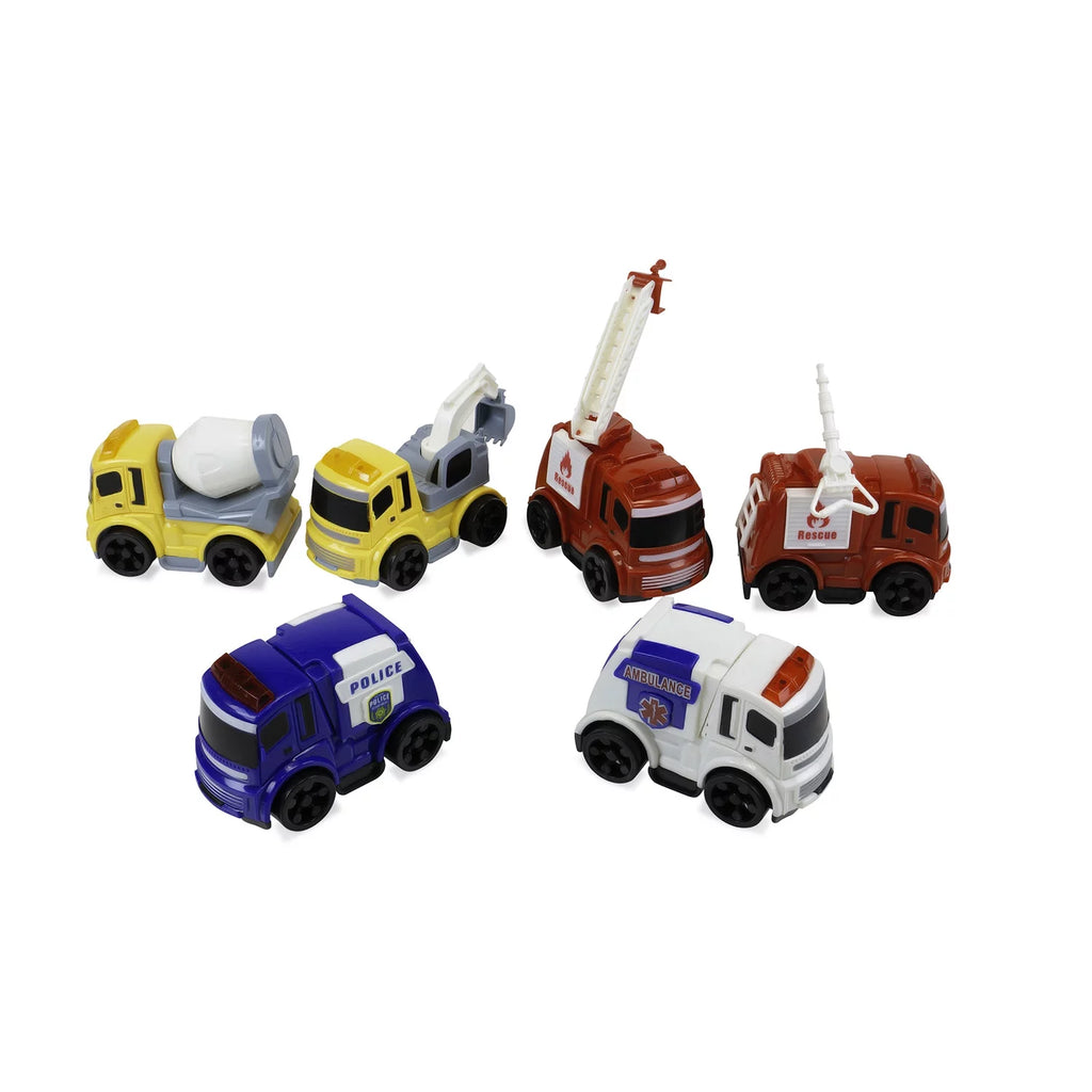 Set of 6 Friction Powered Toy Cars R7569