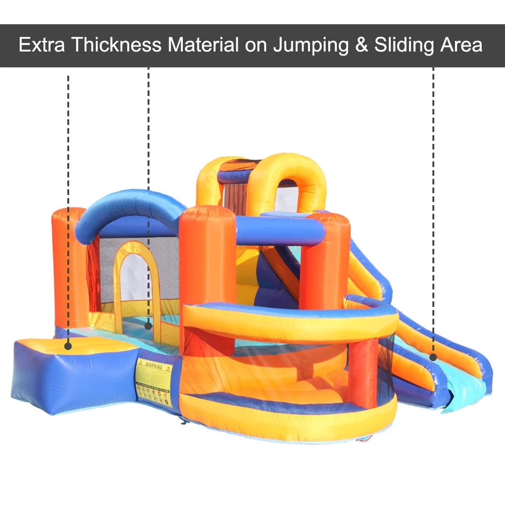 Inflatable Bounce House Slide Bouncer with Basketball Hoop Climbing Wall E1818