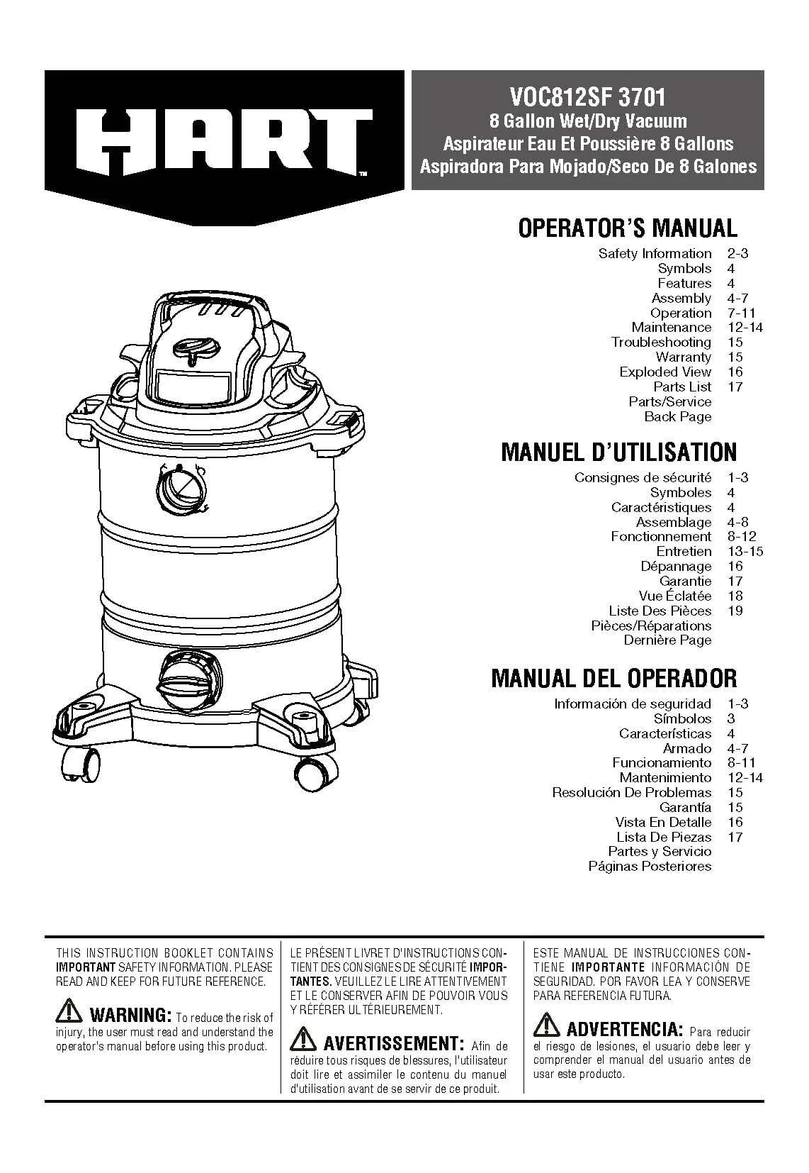 8 Gallon 6 Peak HP Stainless Steel Wet/Dry Vacuum E40737