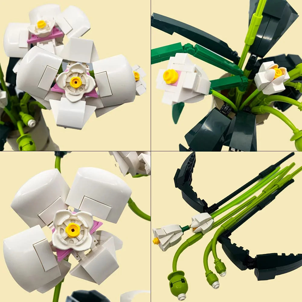 White Orchid Flower Bonsai Building Block Set E10797