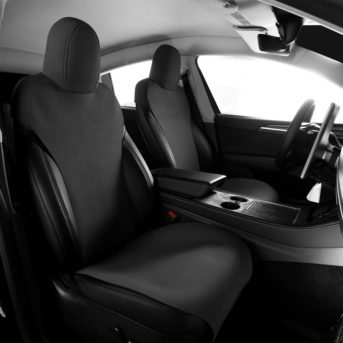 Black Suede Leather Seat Cover Cushions for Tesla Model 3 W7179
