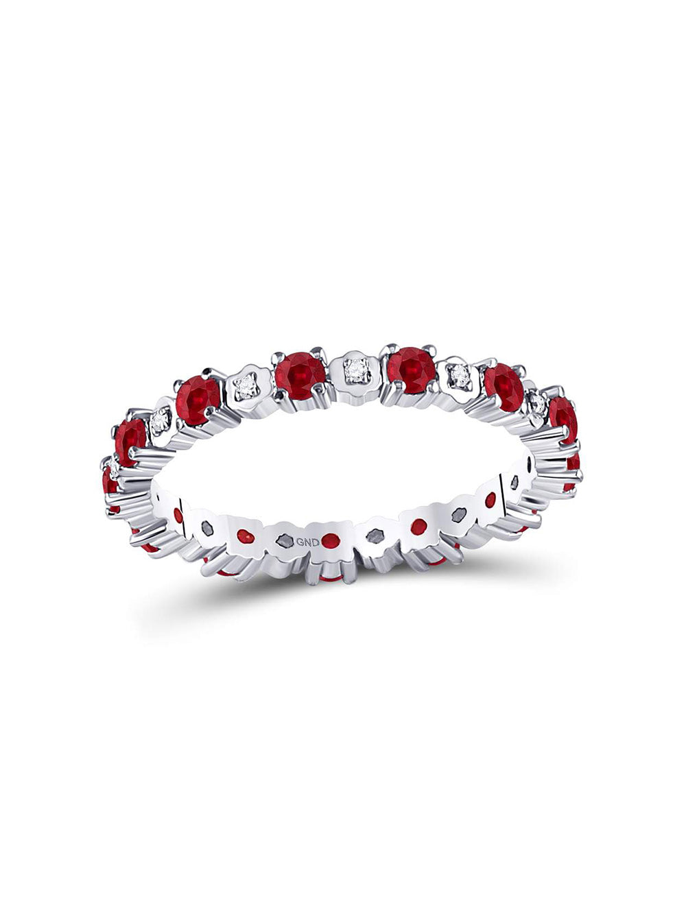 10kt White Gold Ruby Diamond Eternity Band Ring U6606