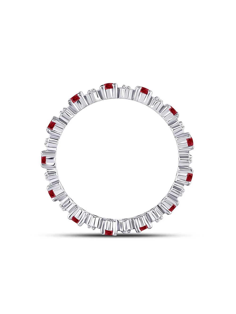 10kt White Gold Ruby Diamond Eternity Band Ring U6606