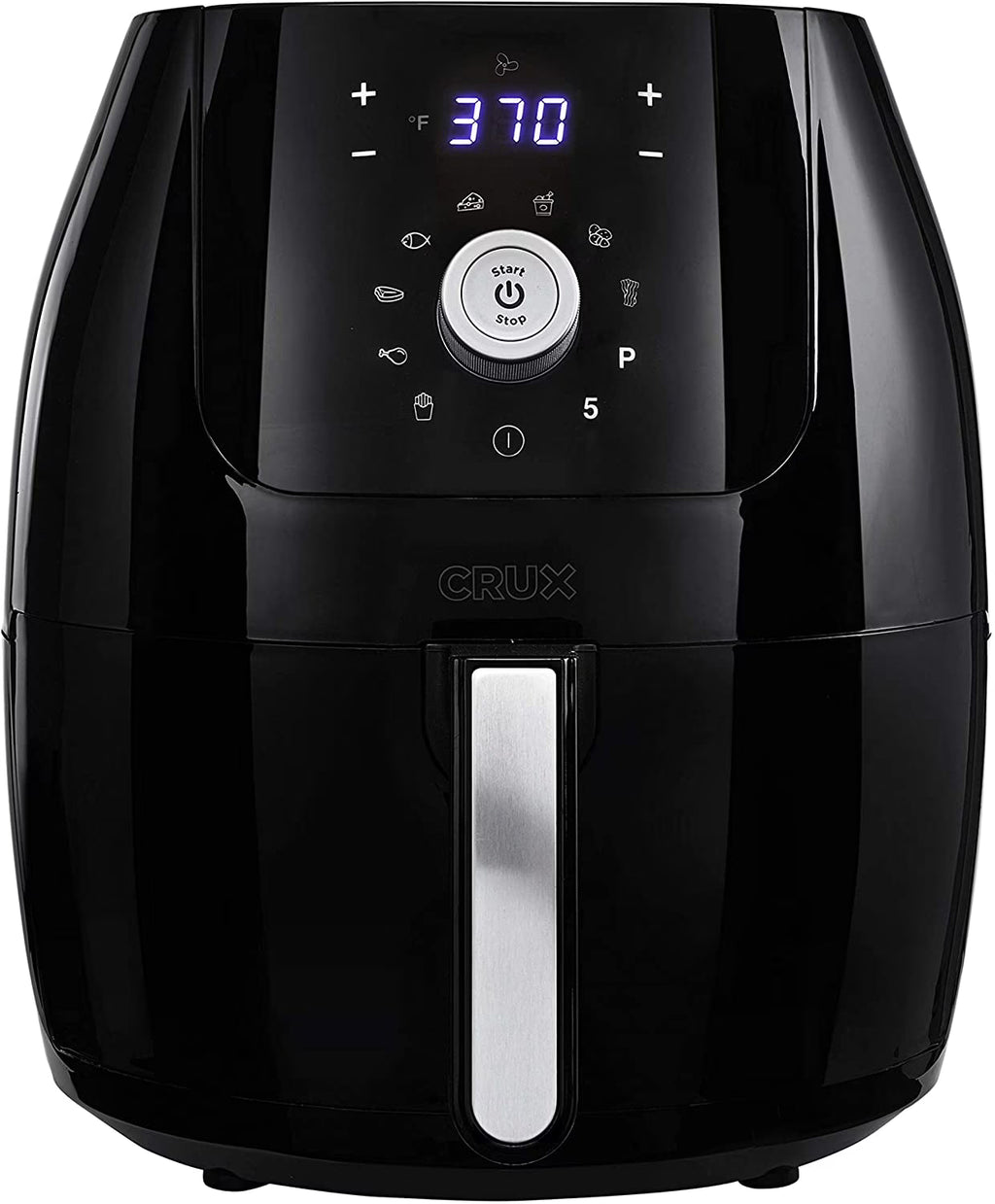 6 Qt Digital Air Fryer with Nonstick Removable Pan and Crisping Tray, Black R848613