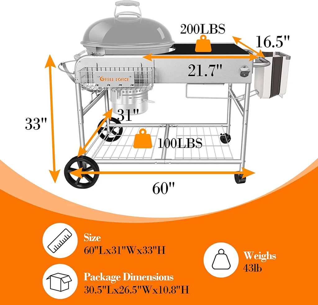 Grill Stand Cart for Charcoal Grills R22093