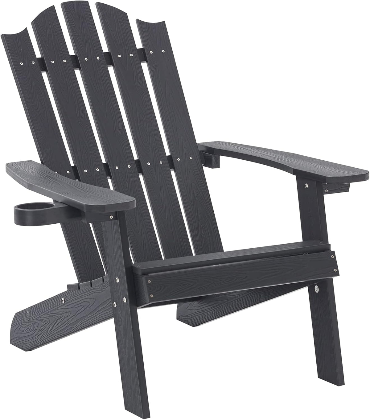 Dark Blue Plastic Adirondack Chair with Cup Holder L24383