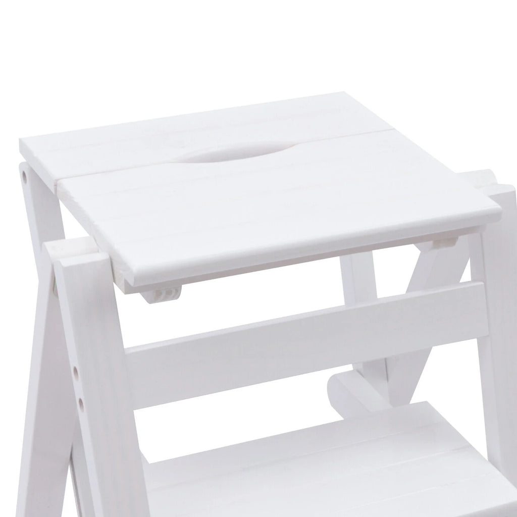 Folding Wooden Step Stool Anti-Slip White U631