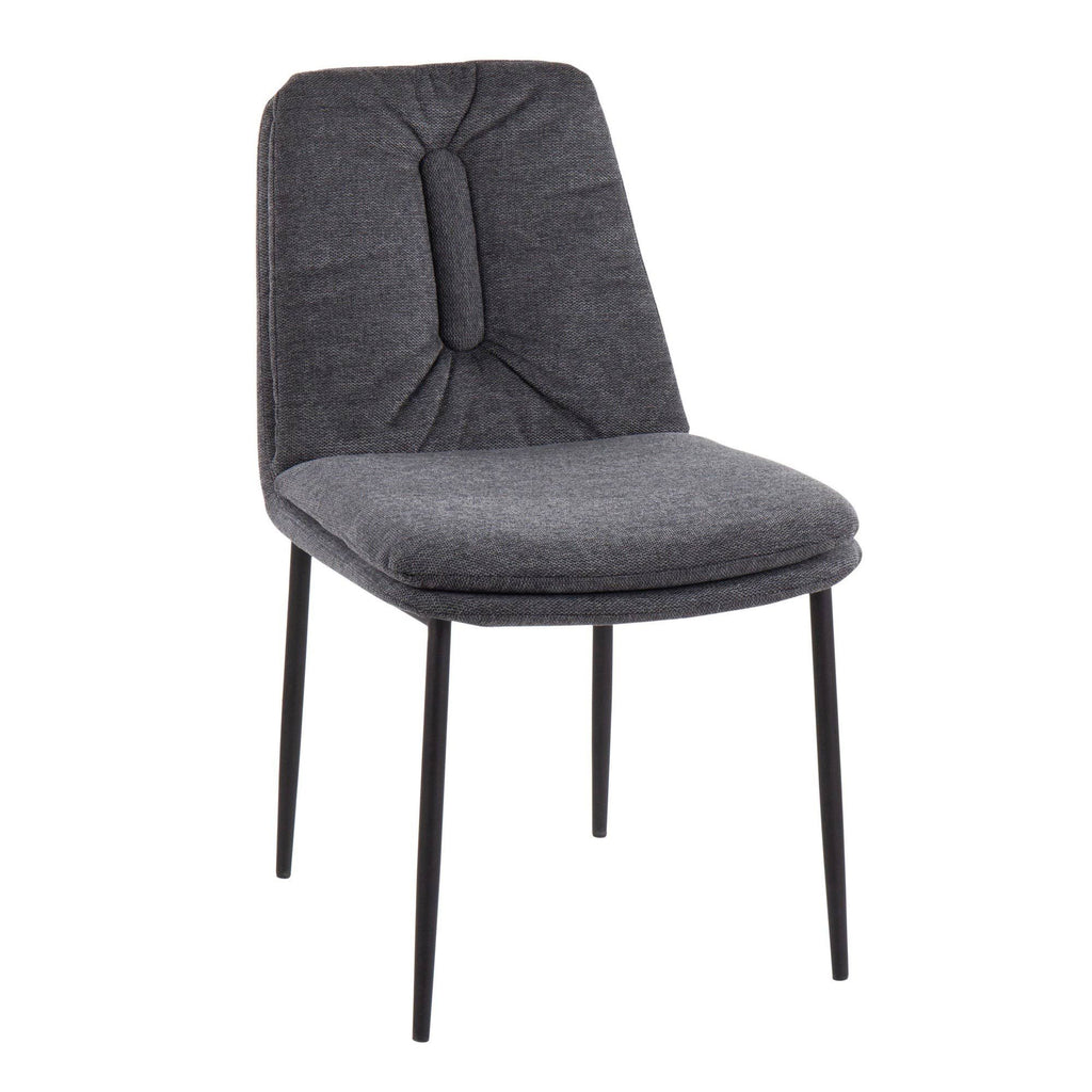 Cream Fabric and Black Steel Dining Chair Set of 2 Q45245