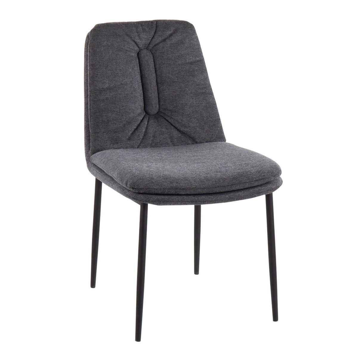 Cream Fabric and Black Steel Dining Chair Set of 2 Q45245