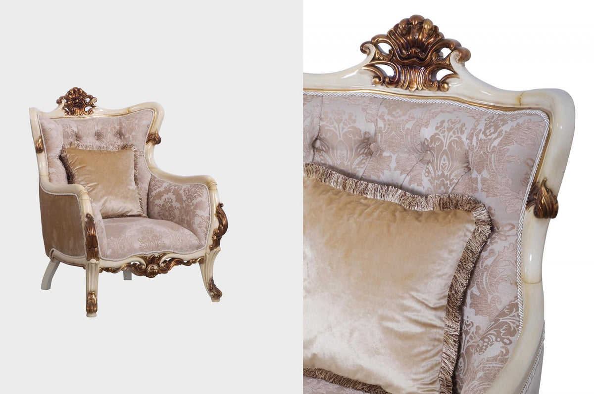 Antique Gold & Beige Chair Set 2 E666171