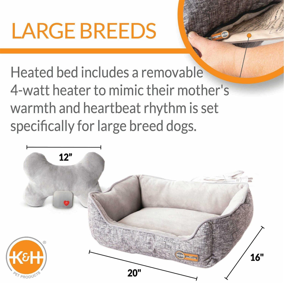 Heated Puppy Pet Bed with Bone Pillow R3998