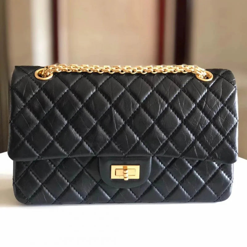 Aged Calfskin Leather Flap Bag B28209