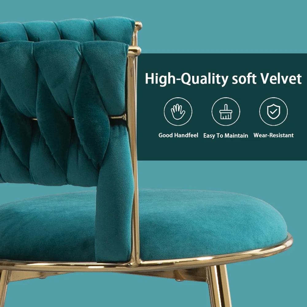 Velvet Dining Chairs Set of 4 with Golden Metal Legs L35145