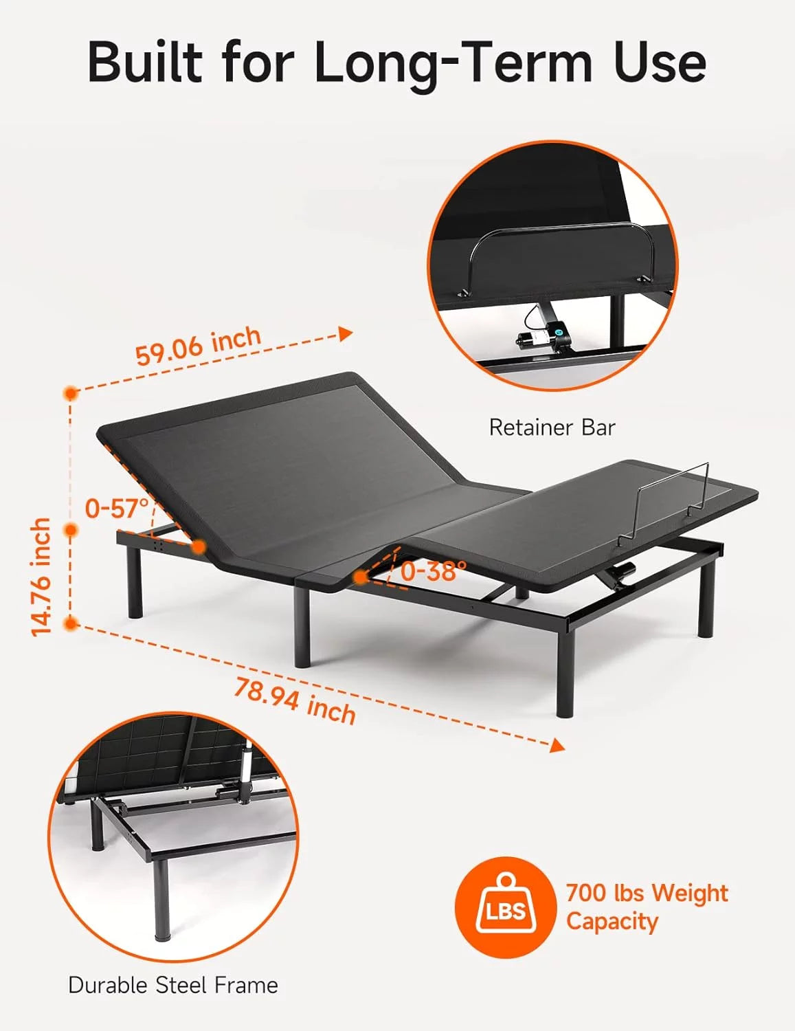 Queen Adjustable Bed Frame with Head and Foot Incline U877393