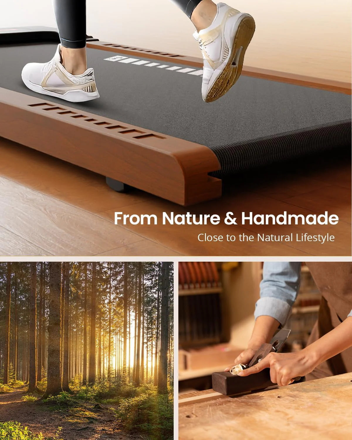 Wood Under Desk Treadmill with Remote Control, 265lbs Capacity Z972