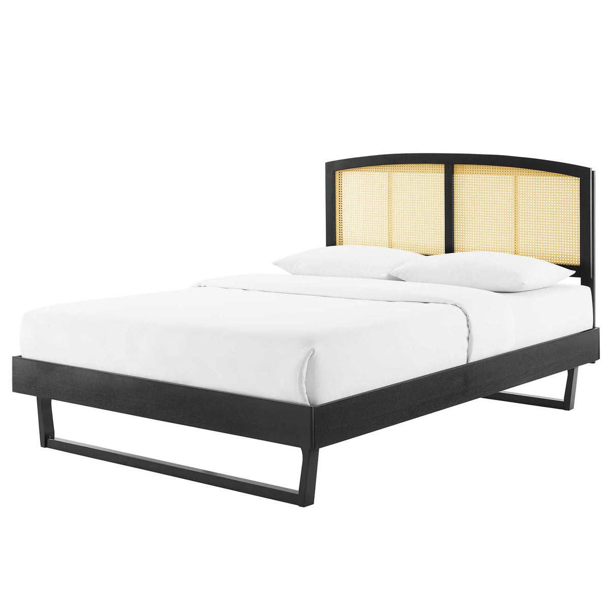 Black Wood Full Size Platform Bed Frame E881762