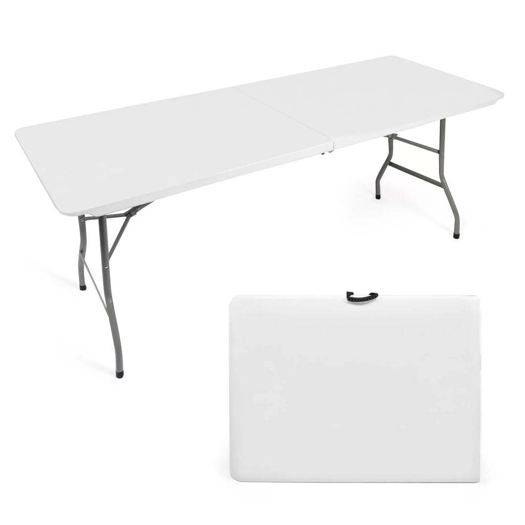 6FT Fold-in-Half White Portable Folding Table I309118