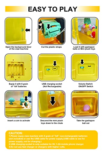 Large Claw Machine with Prizes, Adjustable Sound & Light, Mini Electronic Arcade Game Dispenser Toy H1266