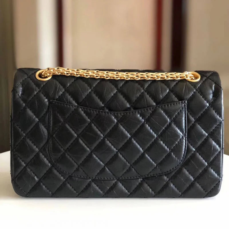 Aged Calfskin Leather Flap Bag B28209