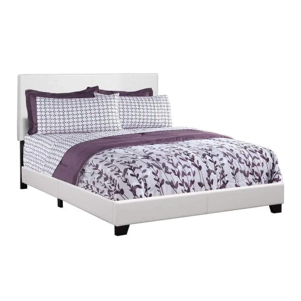 Queen White Faux Leather Bed D554315