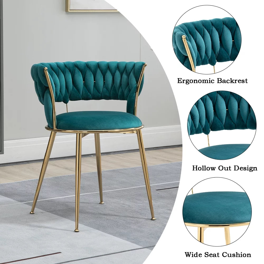 Velvet Dining Chairs Set of 4 with Golden Metal Legs L35145
