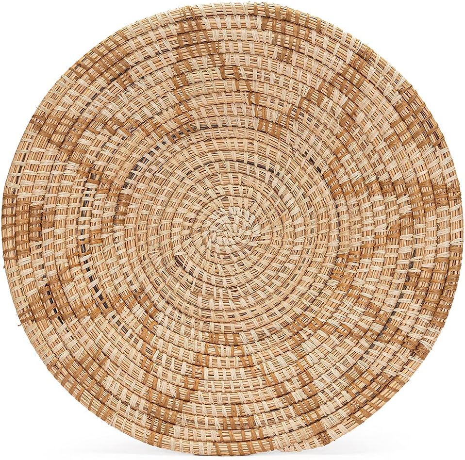 Wall Plate Set of 3, Natural Raffia Woven Wall Basket Decor, Dark Gray Pack of 2 O8132