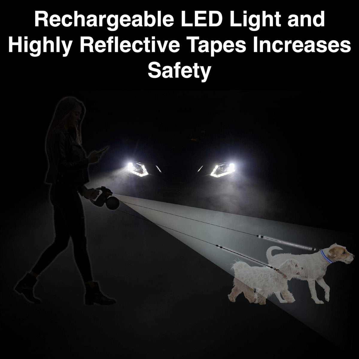 Retractable Leash with Light 360 Coupler S998