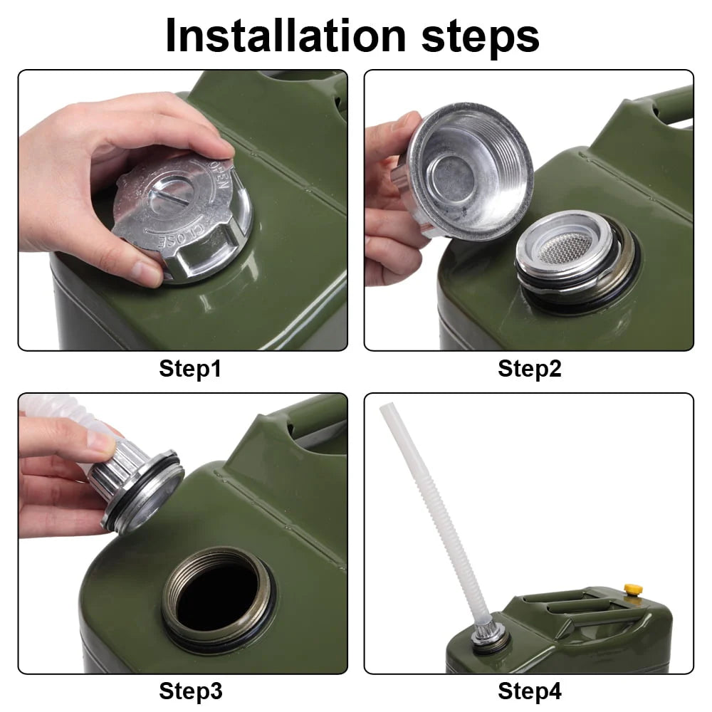 Portable Jerry Can with Spout, Army Green, 20L 5 Gallon W6530