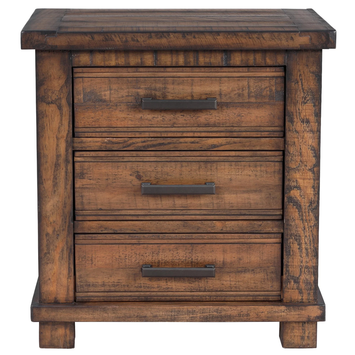 Solid Wood Nightstand with Three Drawers B837401
