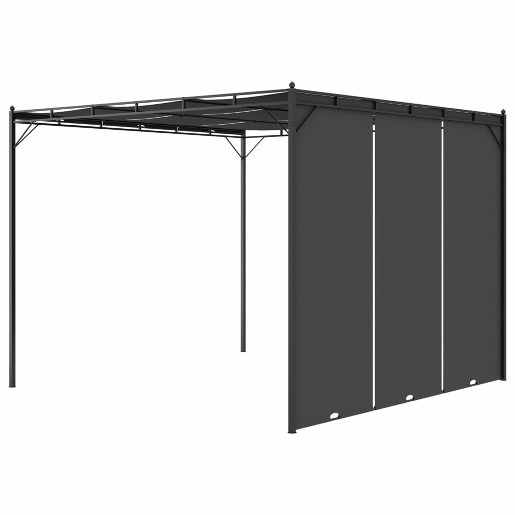 Garden Gazebo with Side Curtain Steel Frame Sun Shade Shelter 118.1 x 118.1 x 88.6 Inches W626