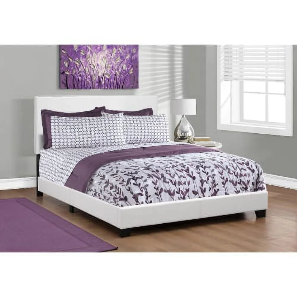 Queen White Faux Leather Bed D554315