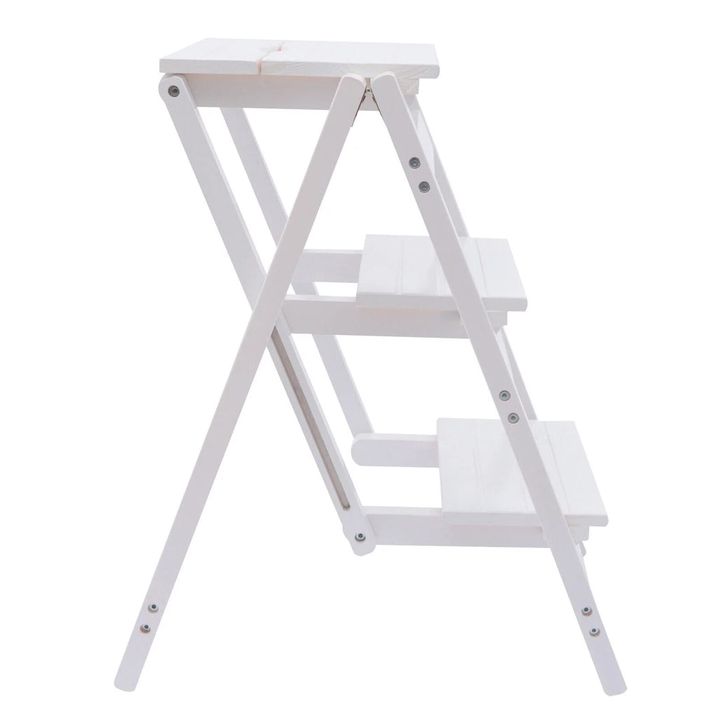 Folding Wooden Step Stool Anti-Slip White U631