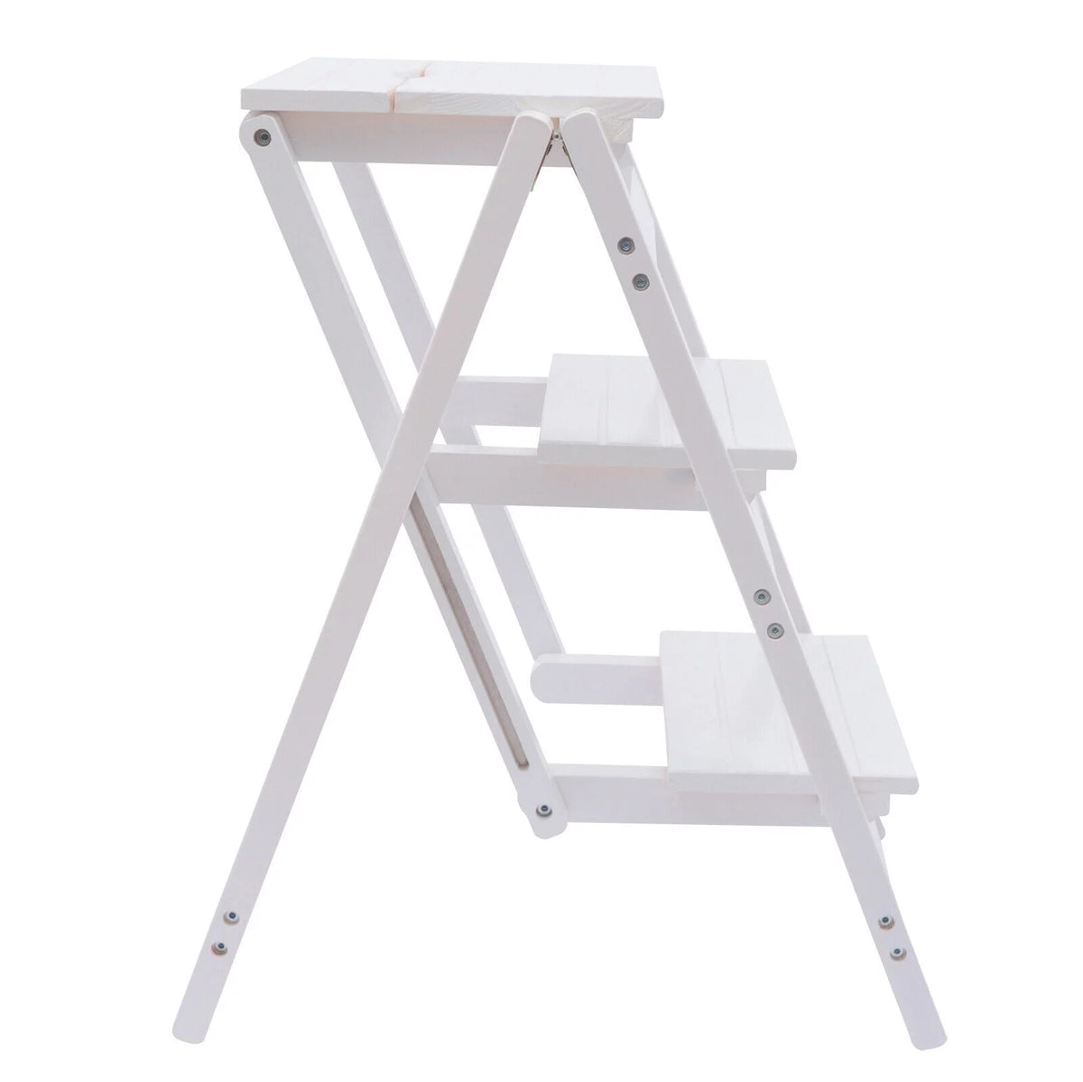Folding Wooden Step Stool Anti-Slip White U631