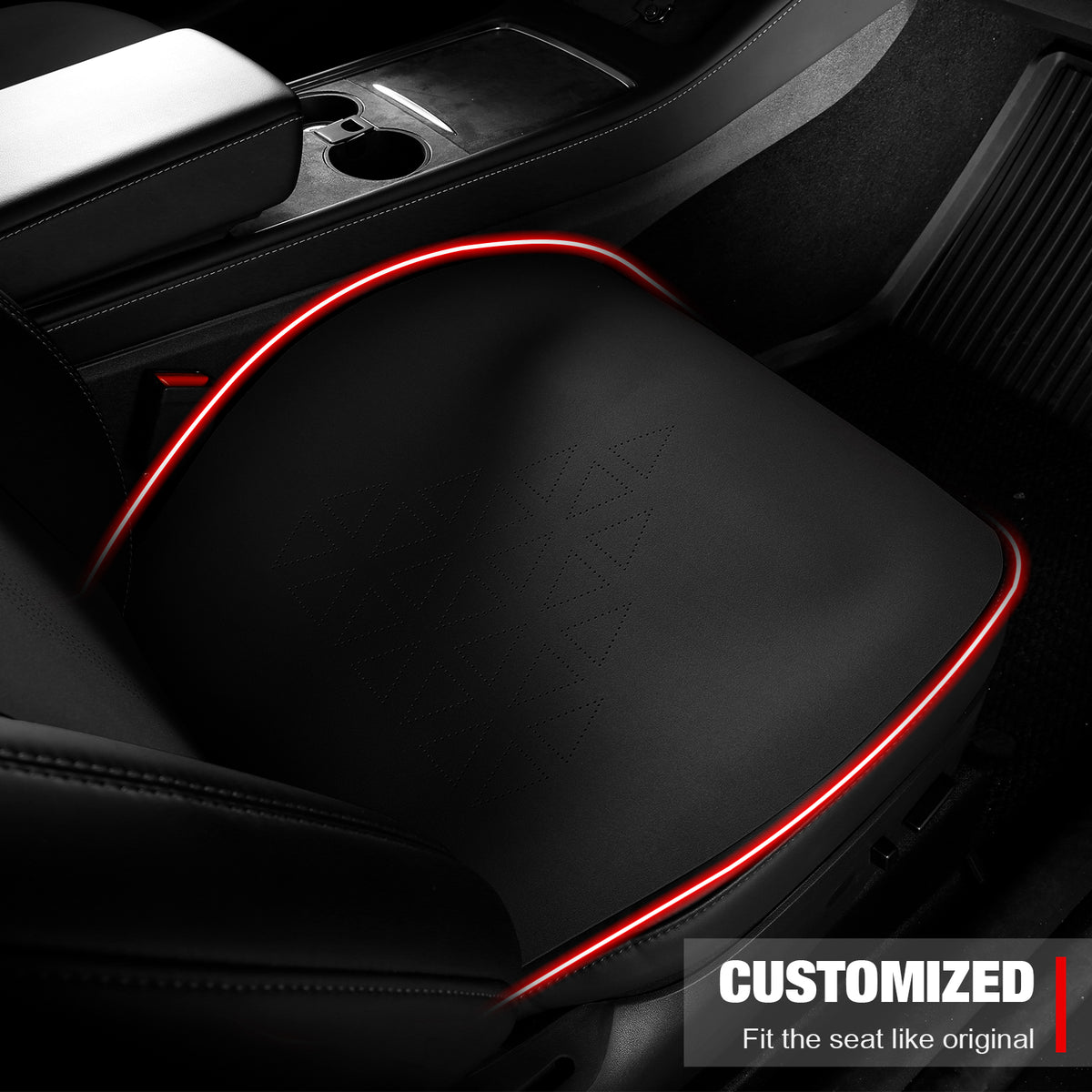 Black Suede Leather Seat Cover Cushions for Tesla Model 3 W7179