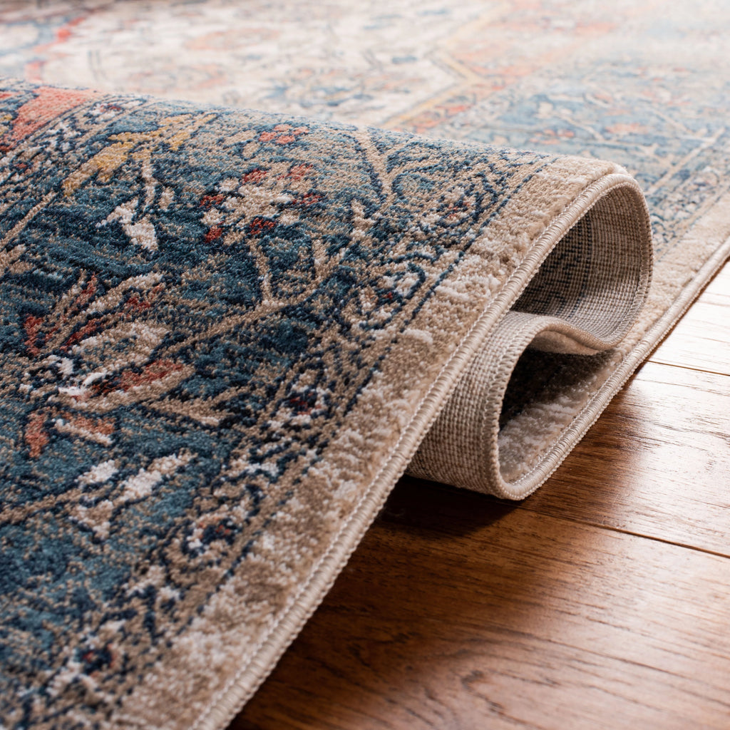 Navy Ivory Floral Bordered Area Rug 6' x 9' K39809