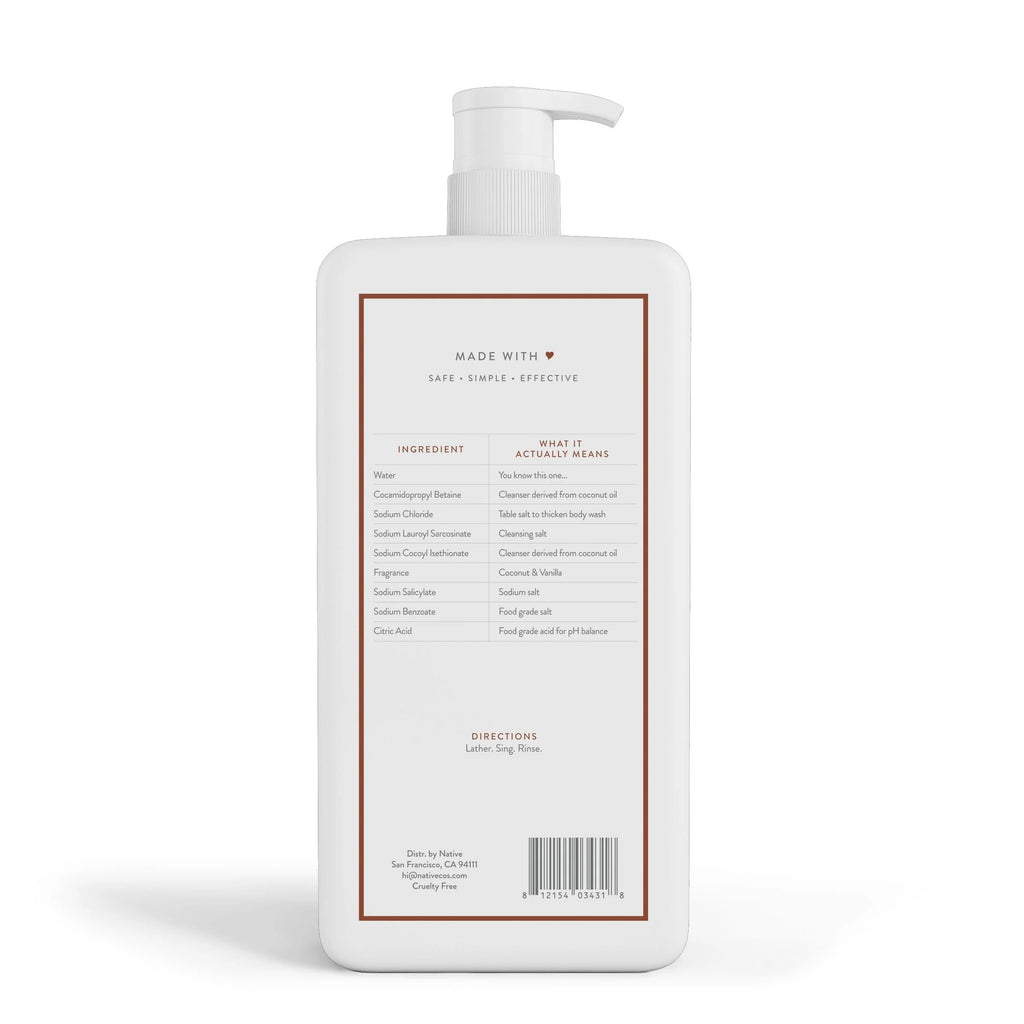 Coconut & Vanilla Sulfate Free Paraben Free Body Wash, 36 oz A83905