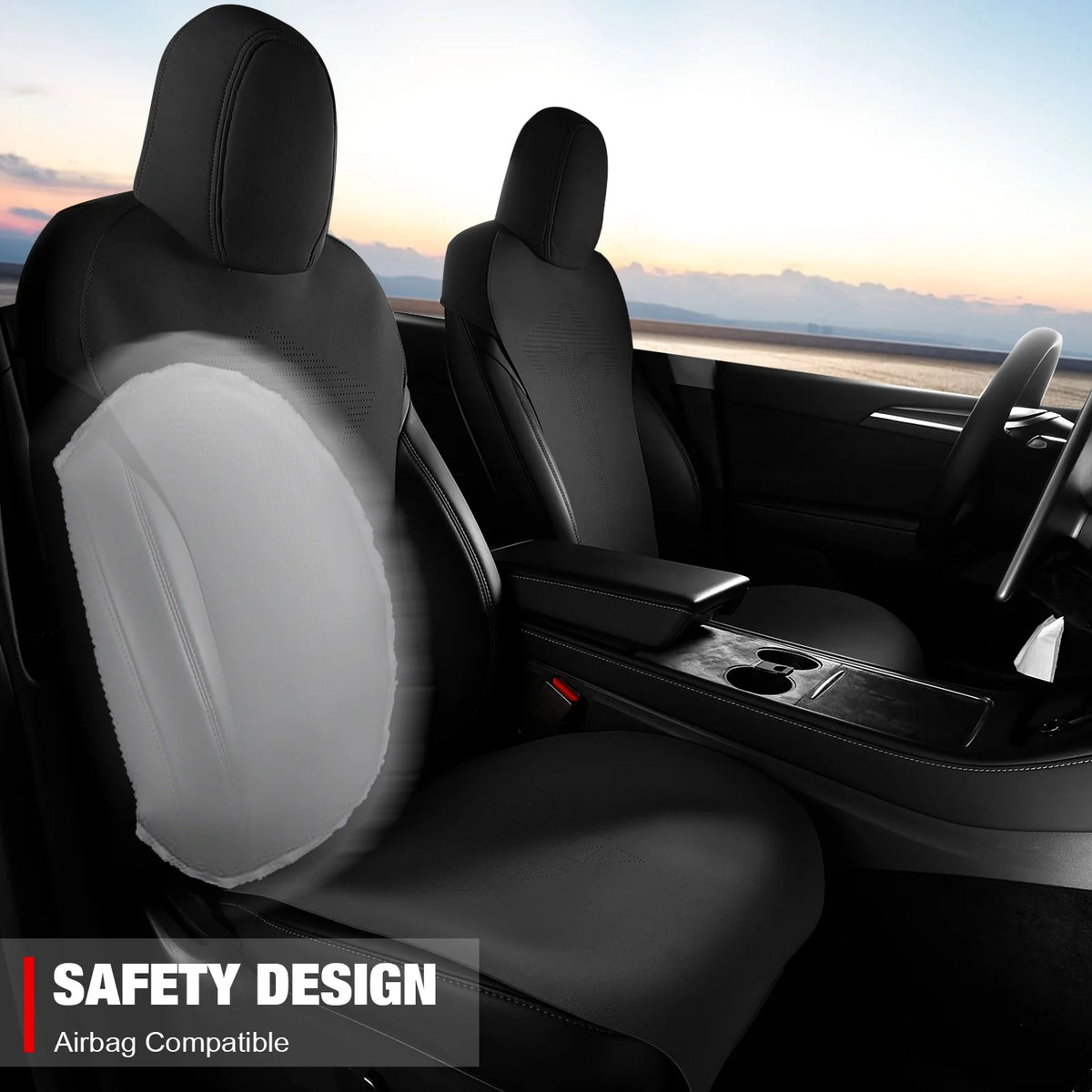 Black Suede Leather Seat Cover Cushions for Tesla Model 3 W7179