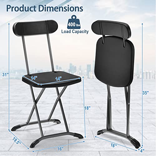 Black 400lbs Plastic Folding Chair Set with Steel Frame X52732