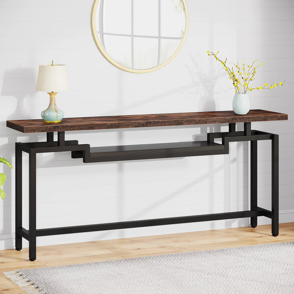 Brown Black 70.86 Inches Extra Long Console Entryway Table S3836
