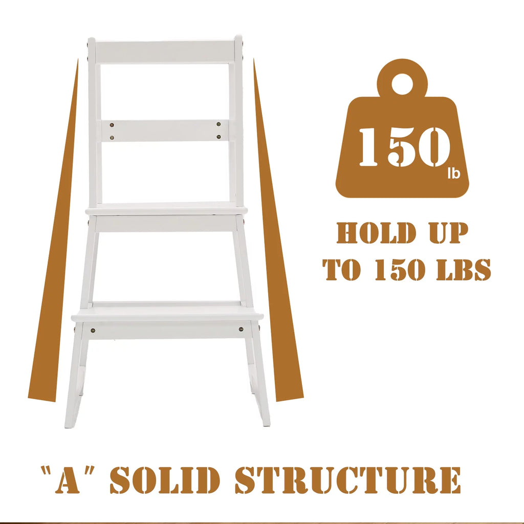 White Wooden Two Step Kids Stool N618497