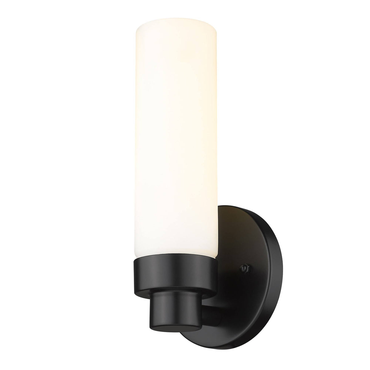 1-Light Matte Black Sconce with Etched Glass B846