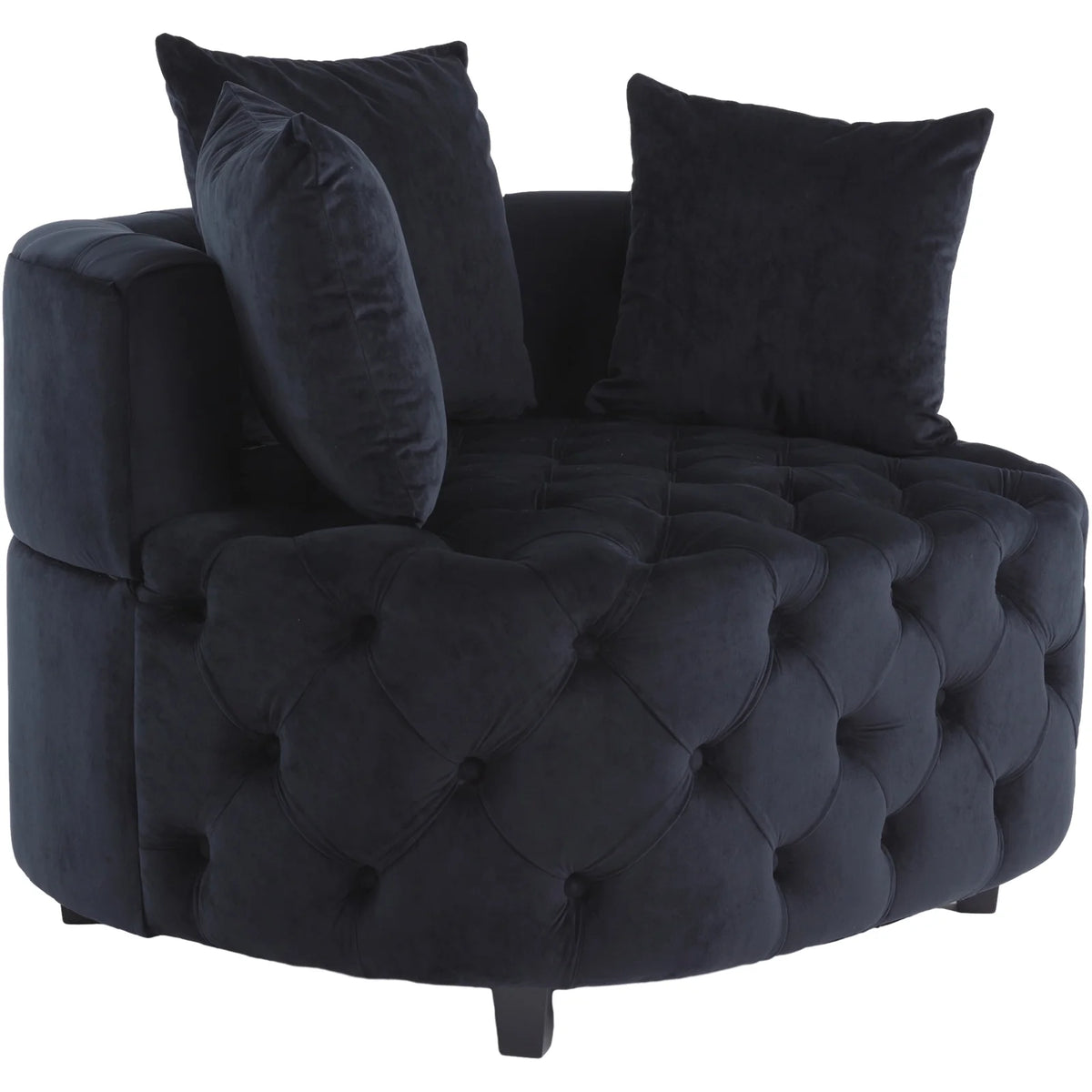 Black Velvet Tufted Round Accent Chair M39230