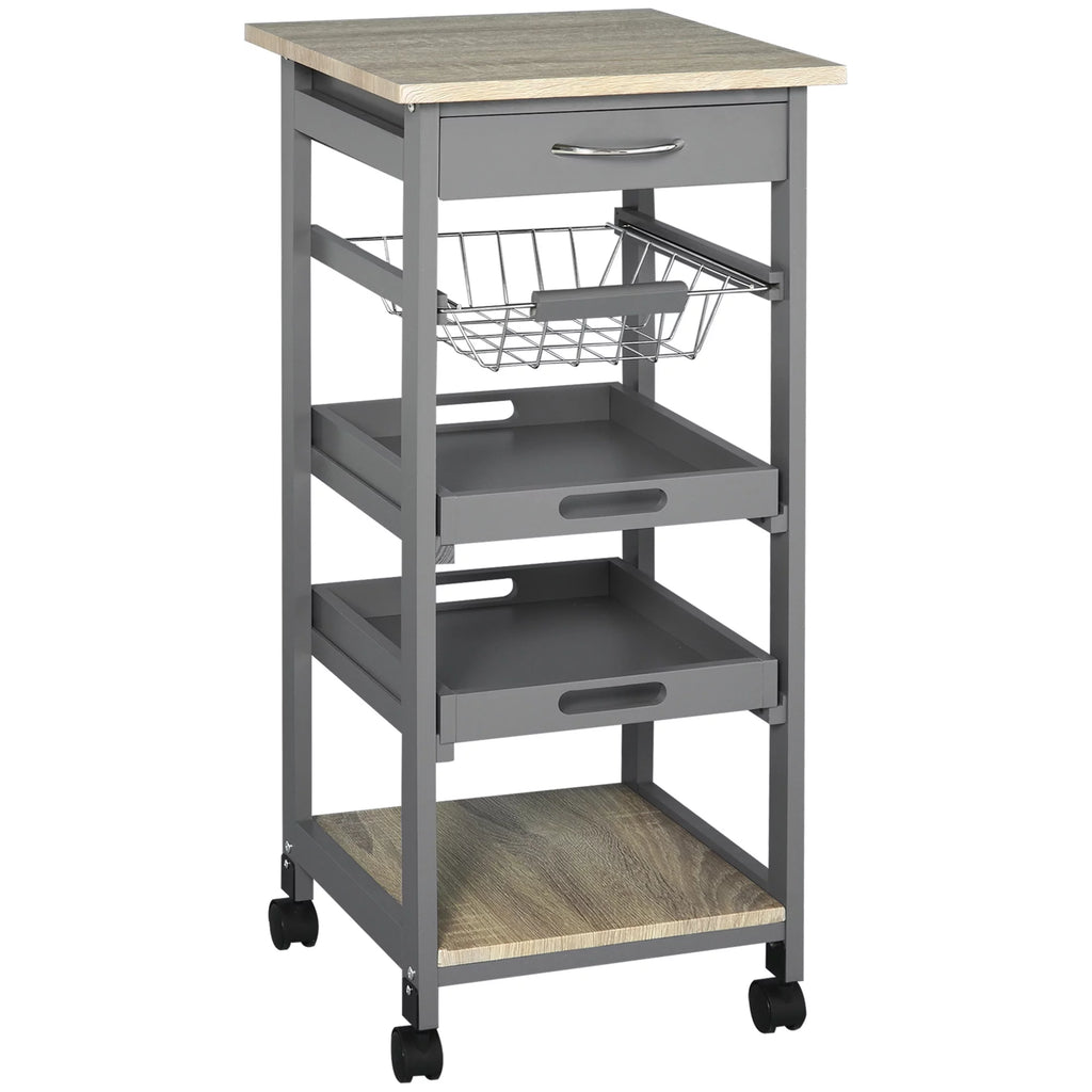 Grey Rolling Kitchen Island Cart with Drawer I681220