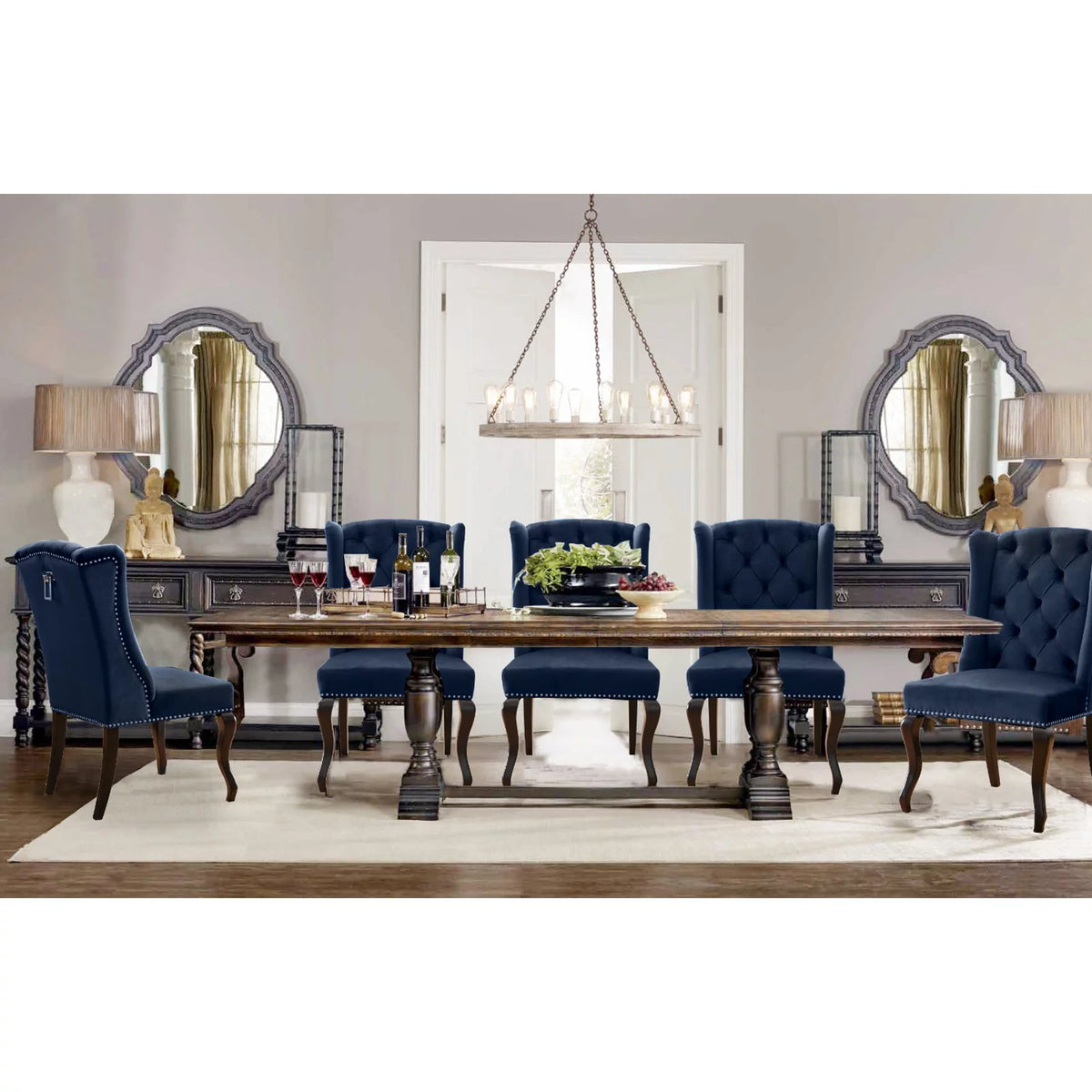 Gray Velvet Dining Chair Set of 2 O4161