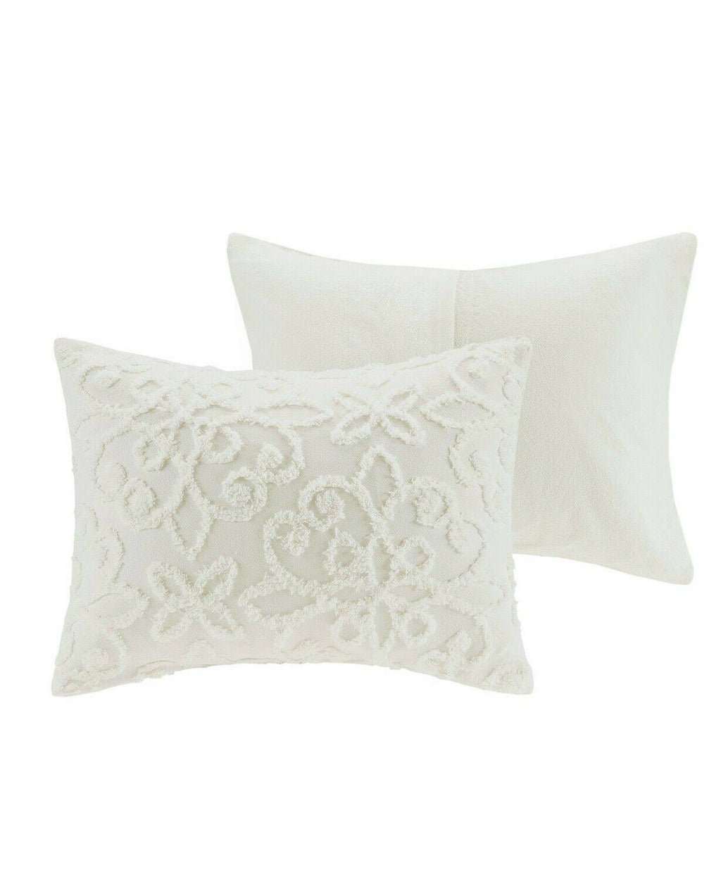 3 Piece Tufted Cotton Chenille Duvet Cover Set White King/Cal King C498413