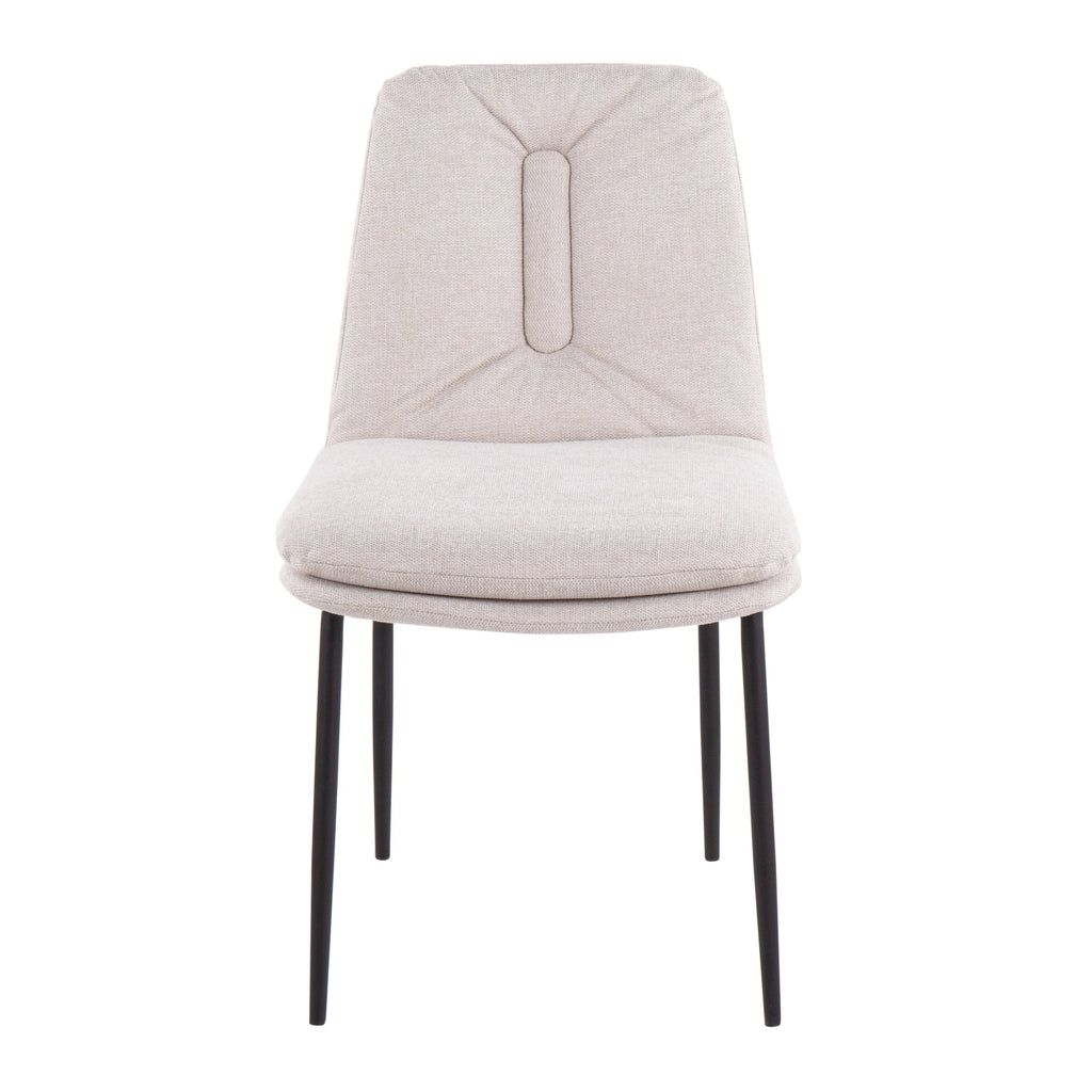 Cream Fabric and Black Steel Dining Chair Set of 2 Q45245
