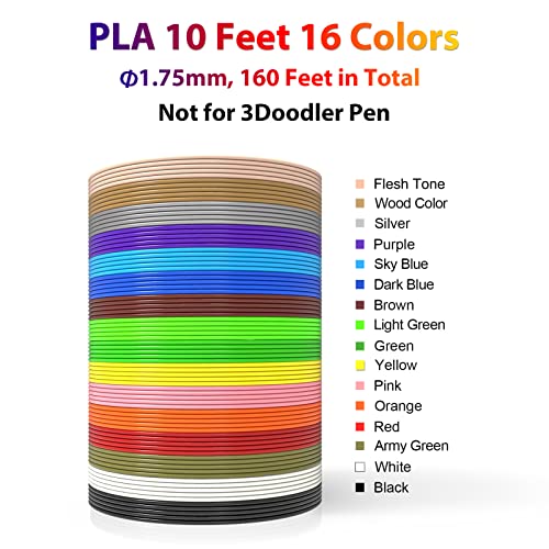16-Color 320ft PLA 3D Pen Filament Refills 1.75mm U281