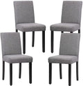 Gray Set of 4 Fabric Padded Dining Chairs with Solid Wooden Legs B186788