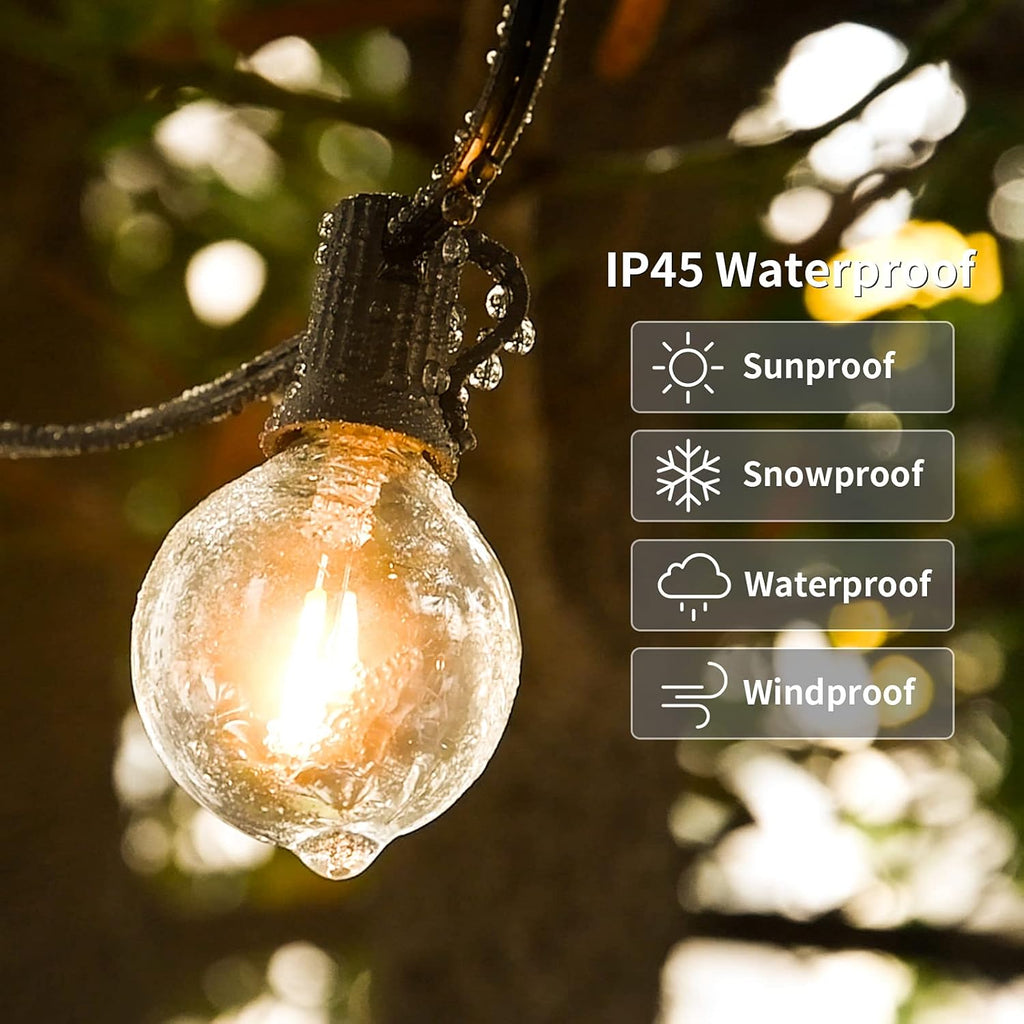 100ft 62 Dimmable G40 LED Clear Bulbs Waterproof Globe String Lights G660